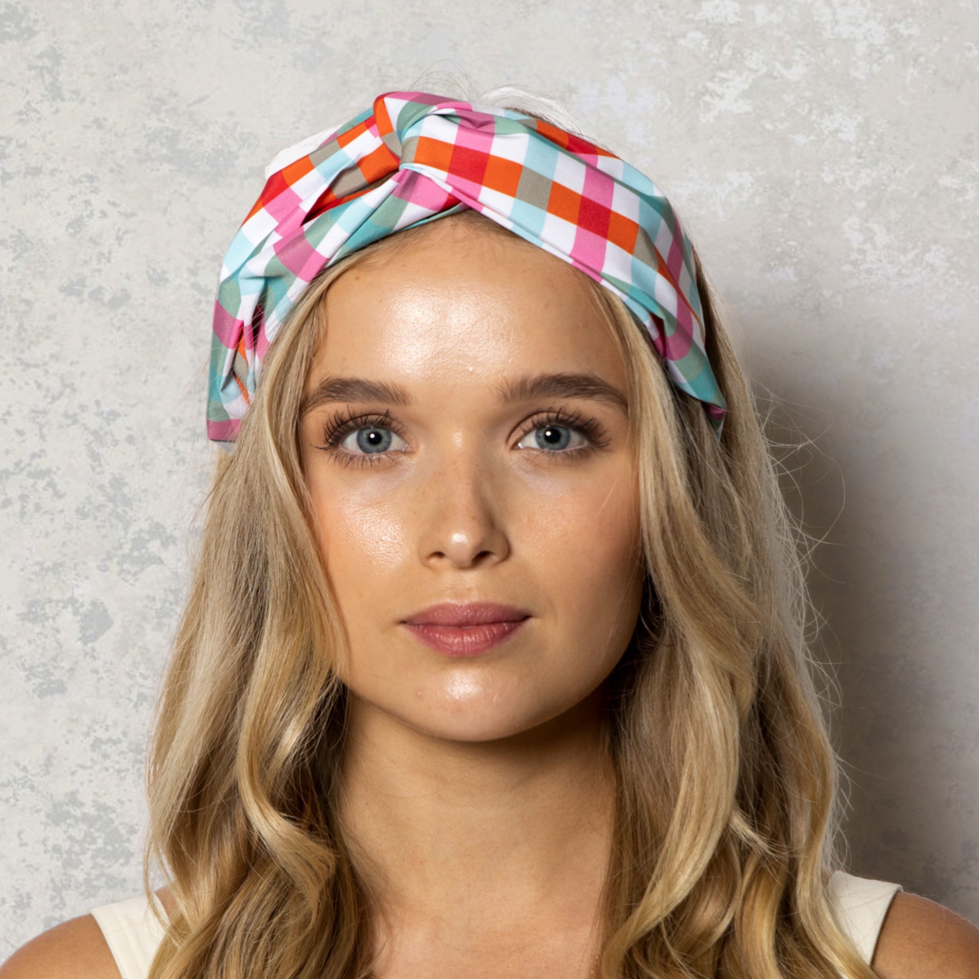 Wide Knotted Headband Gingham